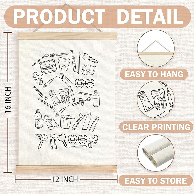 FDHSPAAM Dental Wall Art Decor, Dental Office Decor, Dentist Gifts for Women Men, Dentist Tools Wall Art Posters for Hospital Doctor Office, 12x16 Inch