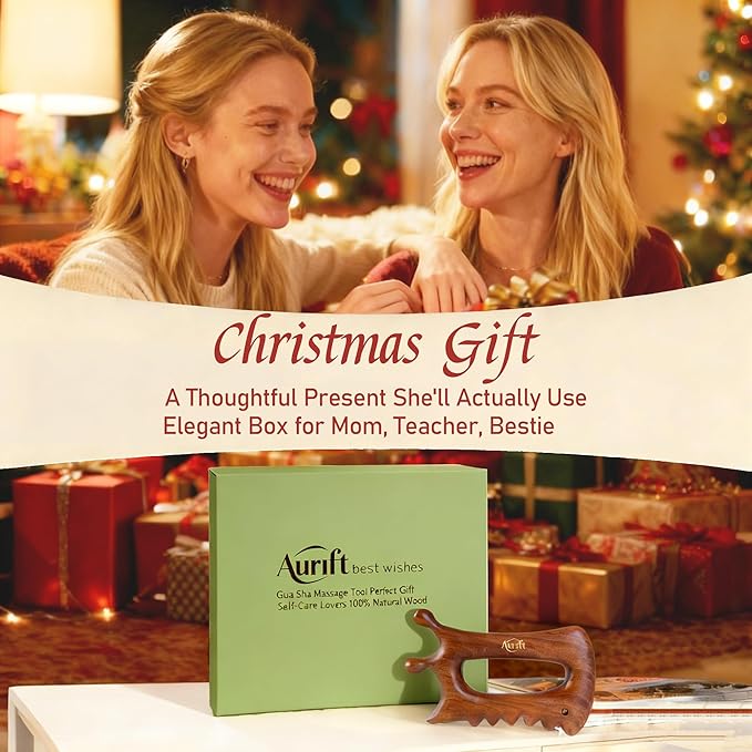 Gua Sha Tool for Face & Body โ 6 in 1 Natural King Wood - Lymphatic Drainage, Skin Firming, Puffiness Care, Neck Massage,Muscle Relief - Home Self Care, Wonderful Gifts Packing for Mum Wife Friend