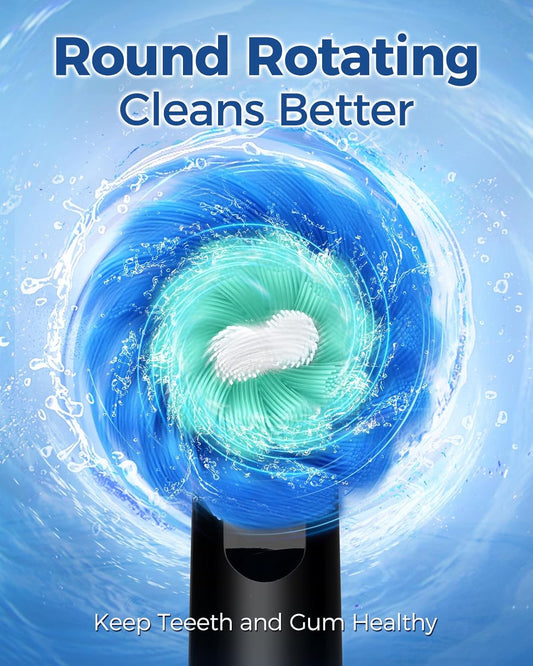 TEETHEORY Rotating Electric Toothbrush for Adults with 8 Brush Heads, Sensitive Gum Care Electric Toothbrush with 3 Modes and 2 Min Smart Timer, Rechargeable Last 60 Days