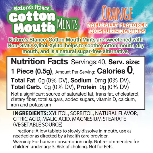 Nature’s Stance Cotton Mouth Xylitol Mints, Dry Mouth Lozenges Sugar Free, Mouth-Watering Mints - Stimulates Saliva & Freshens Breath, 40 Count (Orange)