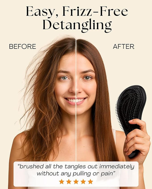 Lily England Hair Brush for Men with Curly, Thick, Straight & Natural Hair - Lightweight Mens Brush with Smooth Flexible Bristles - Black Hairbrush for Man with Wet & Dry Hair