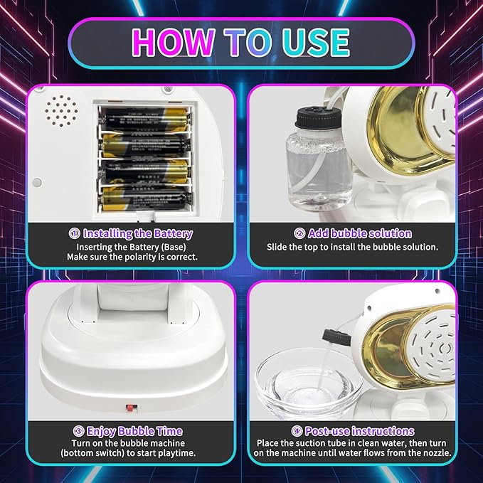 Bubble Machine, Automatic Bubble Machine for Kids Parties Toddlers, Bubble Blower Machine Bubble Maker Battery Operated, Great for Wedding Birthday - Christmas Outdoor Bubble Toy, White