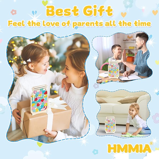 2 Pack Reward Jar for Kids, Heart and Flower Design with Colorful Letter Stickers, Reward Jar Magnetic System for Good Habits, Home School Potty Training Chart, Positive Behavior Incentive Tool