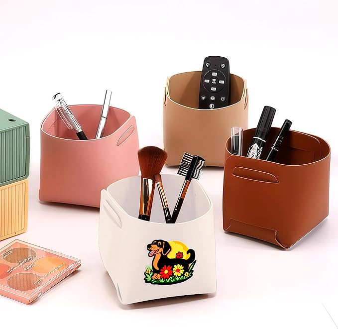 Dog Makeup Brush Holder, Decorative Desk Organizer for Jewelry Pen Pencil Glasses Storage, Dachshund Lovers Themed Gifts Stuff For Girls Teens Kids Women!