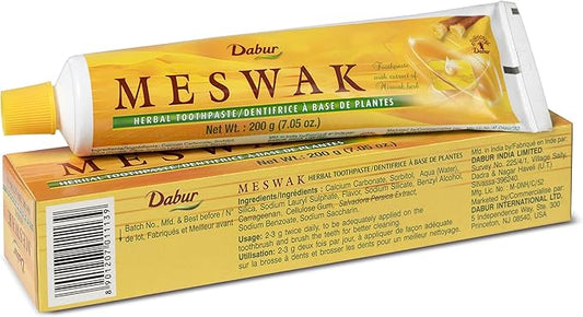 Dabur Meswak Toothpaste - Fluoride Free Toothpaste, for Oral, Gum Health & Dental Care. with Miswak Essence, Daily for Oral Care (Pack of 3)