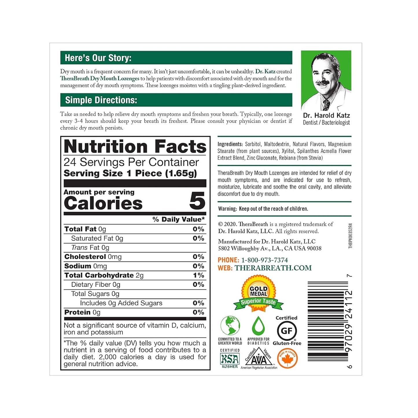 TheraBreath Dry Mouth Oral Rinse, Tingling Mint, Dentist Formulated, 16 Fl Oz (2-Pack) & Dry Mouth Dentist Formulated Sugar-Free Lozenges, Mandarin Mint, 24 Count