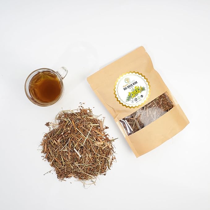 Cure wid Pure Dried Rue Herb - Ruda Planta Natural In Eco-Friendly Resealable Pouch - Rich Taste & Aromatic Dried Rue Plant Herbal Tea 2 oz/56 g