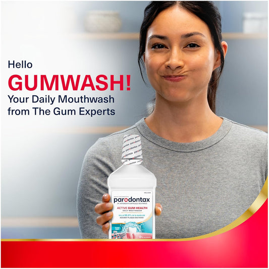Parodontax Active Gum Health Mouthwash, Antiplaque and Antigingivitis Gum Mouthwash, Clear Mint, 16.9 Fl Oz x 3