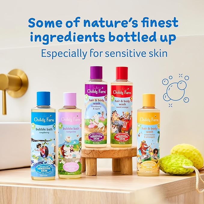 Childs Farm, Kids Bubble Bath for Dry, Sensitive Skin, Organic Tangerine, Gently Cleanses & Soothes, Vegan, Cruelty-Free, 8.4 fl oz