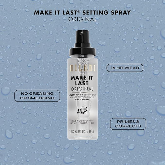 Milani Setting Spray + Primer, Make It Last Original - Natural Finish with Niacinamide for Hydration, Setting Spray for Makeup and Face Primer, 3-in-1 Prime + Hydrate + Set, 2.03 Fl. Oz - 2 Pack