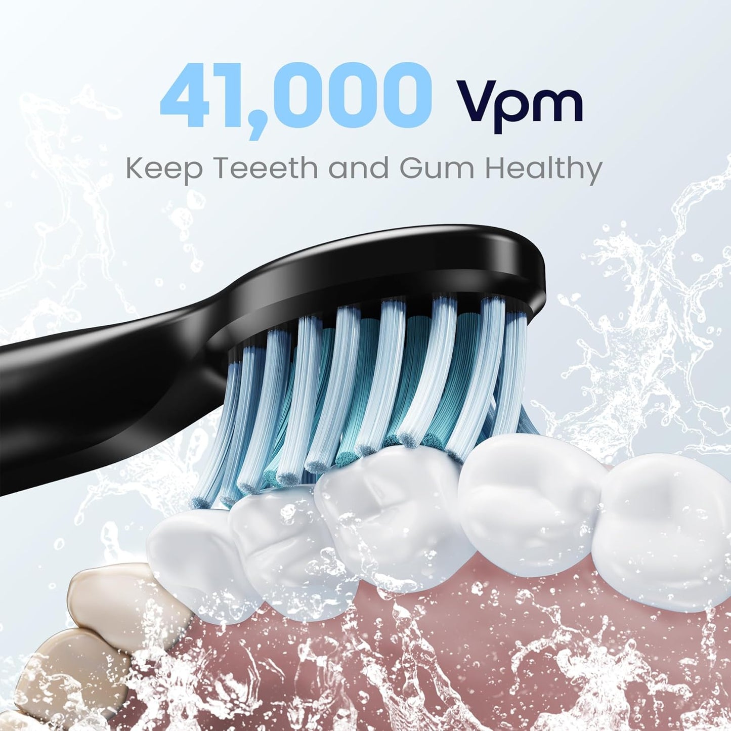 7AM2M Sonic Electric Toothbrush for Adults High Power Rechargeable Toothbrushes with 6 Brush Heads,5 Adjustable Modes, Built-in 2-Minute Smart Timer,3 Hours Fast Charge for 45Days Black