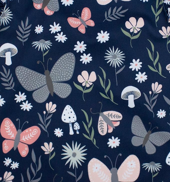 BapronBaby Flutter Butterfly Garden Bapron - No Neck Tie Safer Bib for Baby & Toddler - Soft Waterproof Stain Resistant - Machine Washable - Sz Baby/Toddler 6m-3T