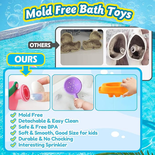 Baby Bath Toys for Kids Ages 1-3, 10 PCS Water Table Toys for Toddlers 1-3-Bathtub Shower Floating Water Toys Swimming Pool Beach Toy for 6 Months Up Boy Girl Gifts (Color Random)