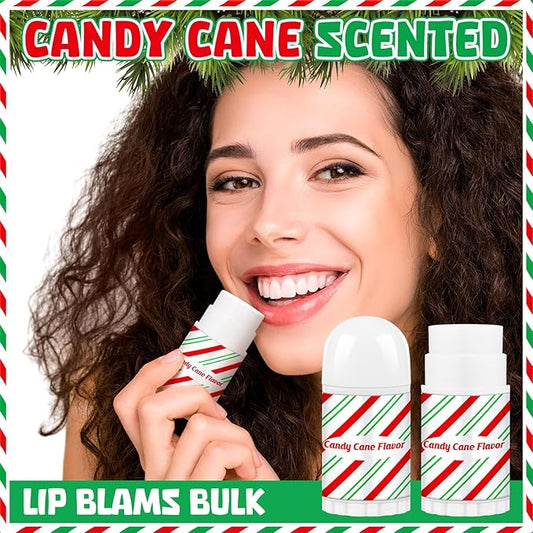 50 Pcs Christmas Lip Balm Bulk Mini Candy Cane Peppermint Flavor Lip Balms Bulk Christmas Stocking Stuffers Xmas Party Gifts Small Thank You Employee Appreciation Gifts for Women Men (Candy)
