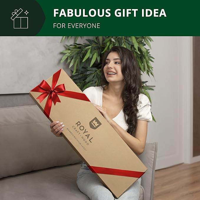 ROYAL CRAFT WOOD Premium Foldable Bathtub Tray - Wood Bath Tray for Tub, Bamboo Shelf, Expandable Bath Table Trays, Bathtub & Bathroom Accessories for New Home & Mothers Day & Birthday Gifts for Mom