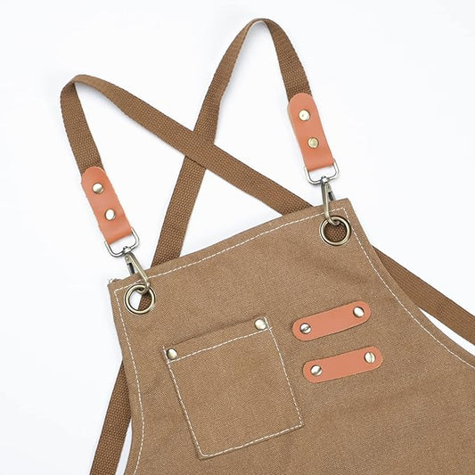 MT WORLD Kids Canvas Apron Personalized Toddler Apron for Boys Adjustable Denim Aprons for Cooking Baking Gardening Painting