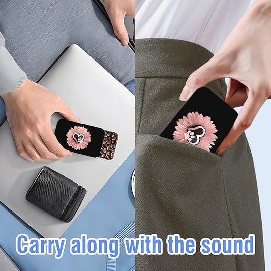 Portable Dental Floss Case, Refillable Cute Travel Floss Dispenser for Men & Women, Pocket Travel Floss Picks Case for Purse, Backpack, Bag Sunflower Pink Dog Paw