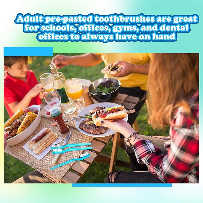 150 Pcs Prepasted Disposable Toothbrushes Aqua Blue Individually Wrapped Soft Bristle Plastic Waterless Toothbrushes Bulk for Adults Women Men Hotel Travel Homeless