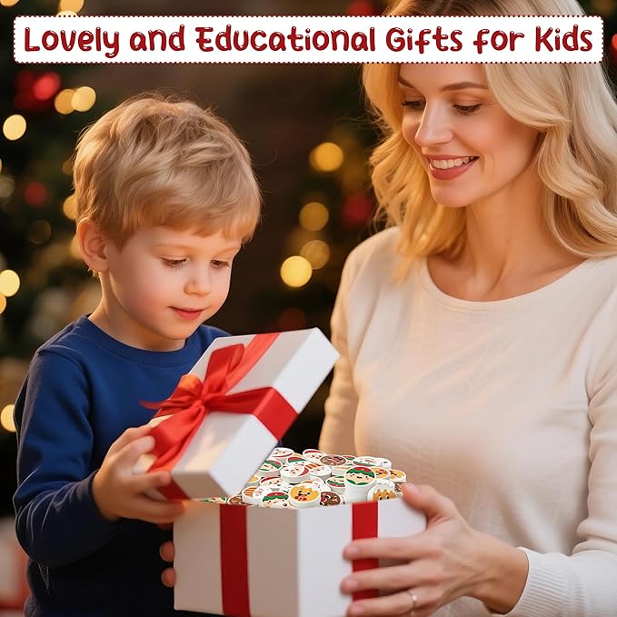 CJiangpo 60Pcs Christmas Erasers for Kids Bulk, Cute Mini Santa Elk Pencil Rubber Erasers Novelty Christmas Party Favors Fillers Kids Student Classroom Rewards Homework Prizes Gifts Stocking Stuffers