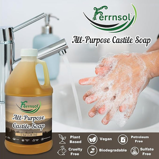 AP Castile Soap Liquid (1 Gallon) – Unscented, Fragrance-Free, Refill – Natural All-Purpose Soap for Home, Hands, and More – Gentle, Non-Toxic formula – 128oz - Made in USA