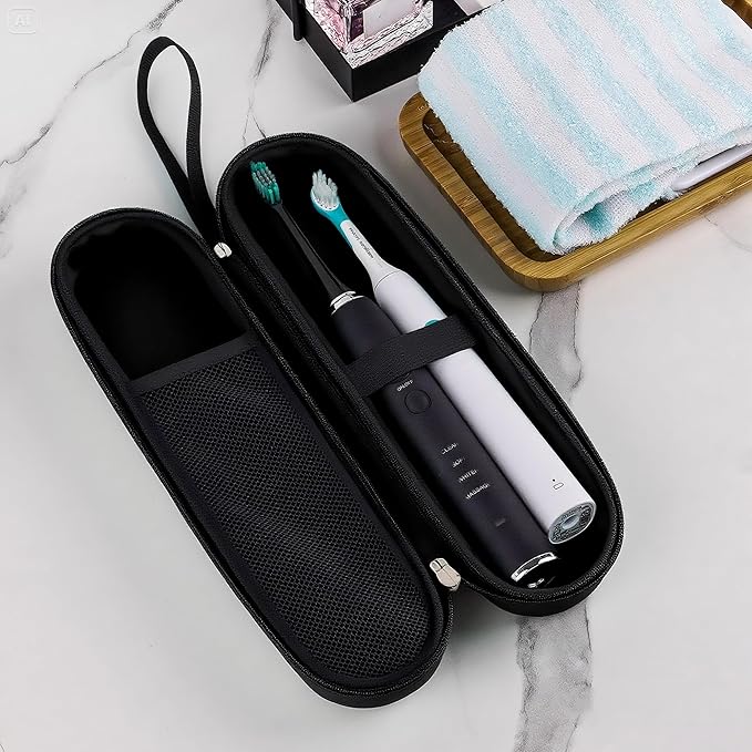 Electric Toothbrush Case, Carrier Bag for Travelling, Portable Toothbrush Carrying Case Holder Compatible with AquaSonic, Sumkyle, Oral-B iO Series, Philips Sonicare. (Black)