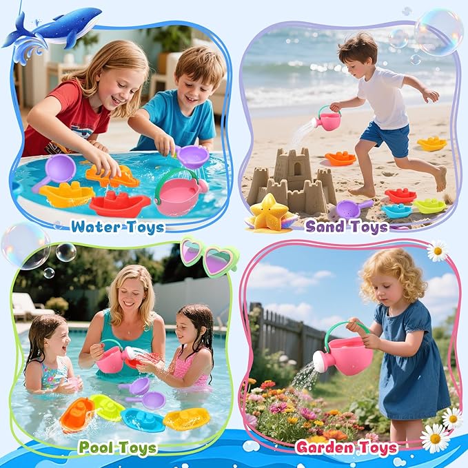 Baby Bath Toys for Kids Ages 1-3 8PCS Toddler Bath Toys Mold Free and 1PCS Toy Storage Net Bag Bathtub Shower Floating Water Toys for 6 Months Up Boy Girl Gifts (Color Random)