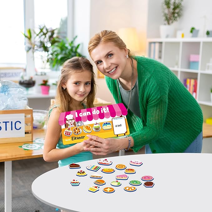 “I CAN DO IT” Token Board, Magnetic Reward Chart with 31 Snack Magnets, Market-Themed Reward System Board, Incentive Chart for Good Behavior and Responsibility, Great for Toddlers, Kids, Students