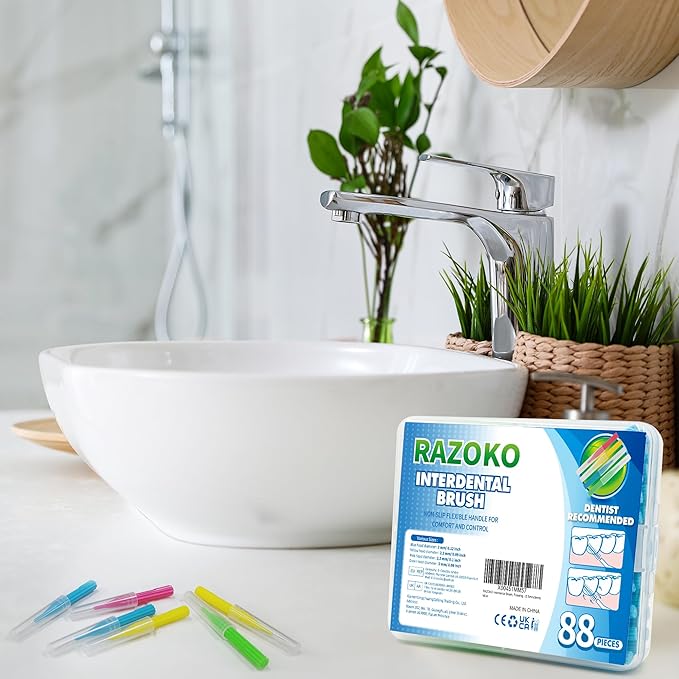 RAZOKO Interdental Brush, Toothpick Flossing Head,Easy Use Tooth Cleaning Tool (176 Count)(2mm/2.3mm/2.5mm/3mm)