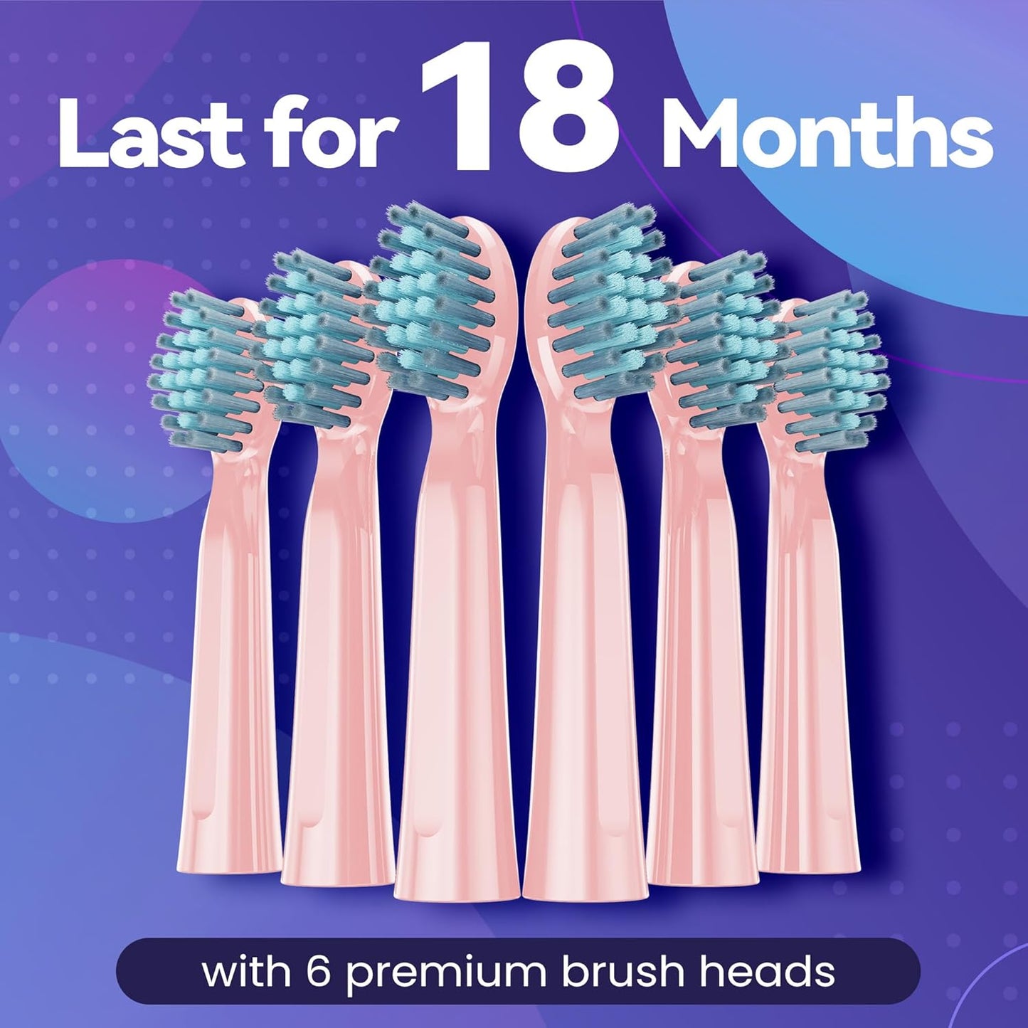 7AM2M Sonic Electric Toothbrush for Adults High Power Rechargeable Toothbrushes with 6 Brush Heads,5 Adjustable Modes, Built-in 2-Minute Smart Timer,3 Hours Fast Charge for 45Days Pink