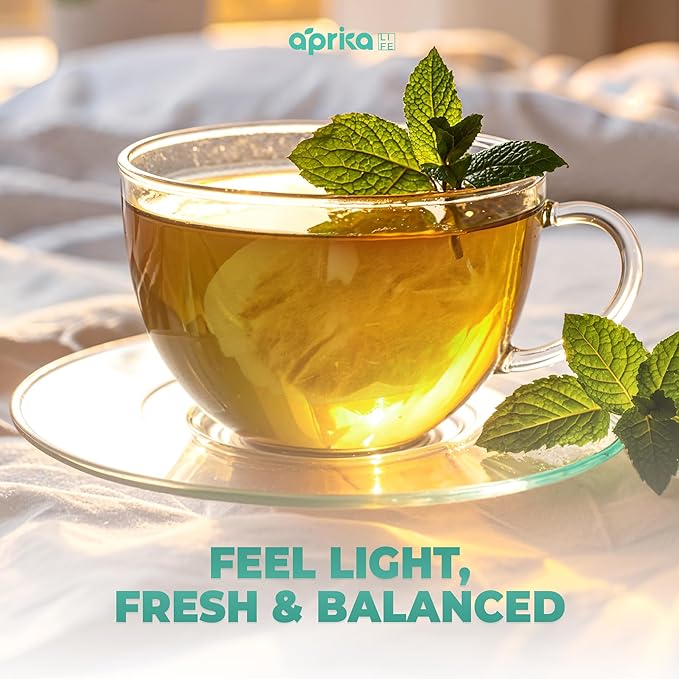 100% Pure Peppermint Tea - Only Mint Leaves without Stems, Peppermint Tea Bags, Caffeine-Free Tea Bags, 60 count, by Aprika Life