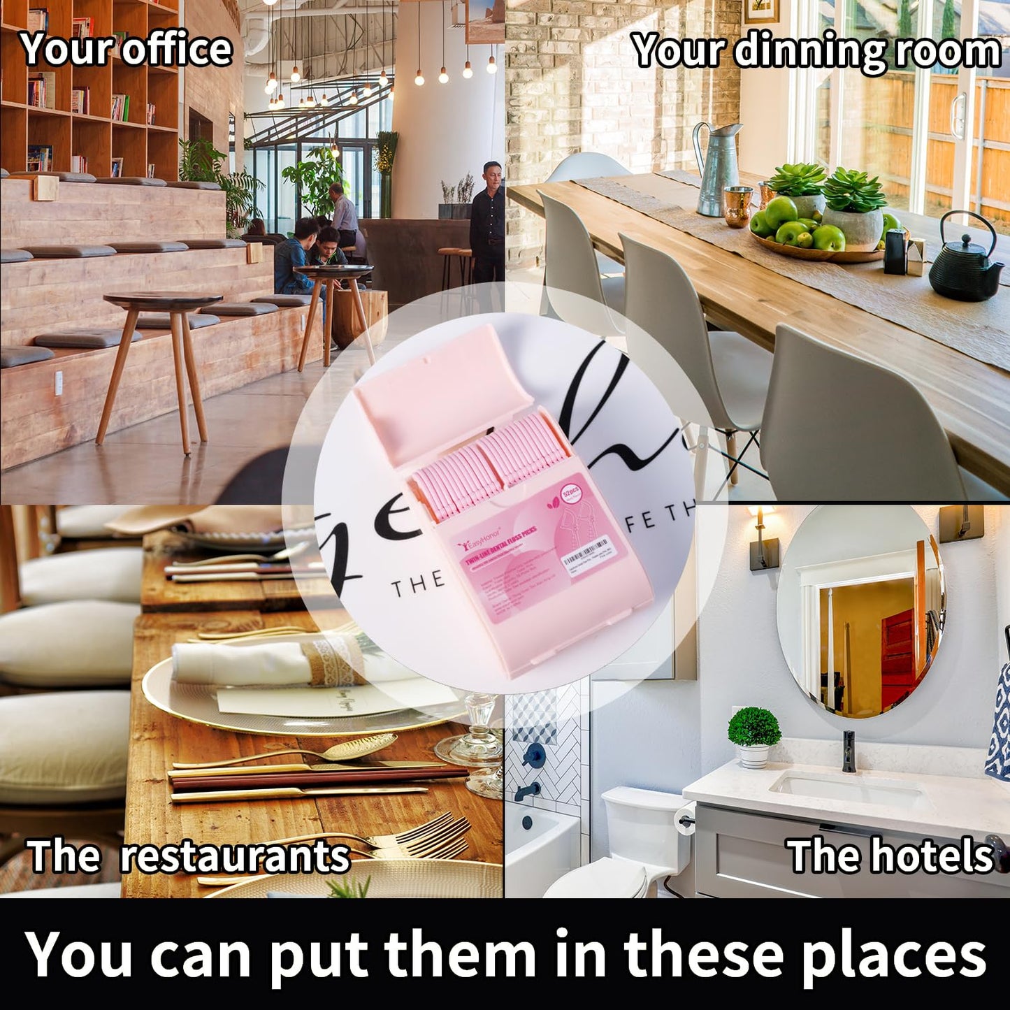 EasyHonor Dental Floss Picks,Twin-Line Lemon Flavor Dental Flossers, Dual Action Flossing System, Easy Carry and Pick, 156 Count Floss Sticks in 3 Portable case.(Pink, Mint)