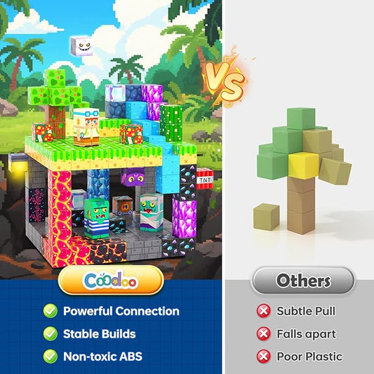 Coodoo 150PCS Magnetic Blocks, Build Mine Magnet World Set, Toddler Outdoor Toys STEM Construction Building Blocks Toy, Magnetic Tiles Sensory Kids Toys for 3+ Year Old Kids Boys Girls Ages 3 4 5 6