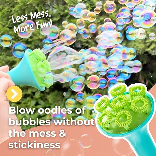 Innobaby Spike Bubble Blower with Mess Free Botanical Bubbles and Dipping Tray - Magic Wand Blows Oodles of Bubbles Without The Mess - Recommended for Speech, Visual & Motor Development - Color: Aqua