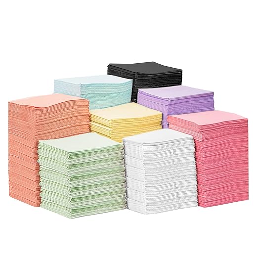 JMU 125 Pack Dental Bibs Disposable, 2-Ply Paper 1-Ply Film Dental Bibs 13" x 18", Orange