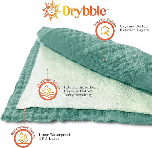 Bandana Bibs with 3 Waterproof Lining Organic Cotton Drool Bibs for Adults and Children, Adjustable Snaps