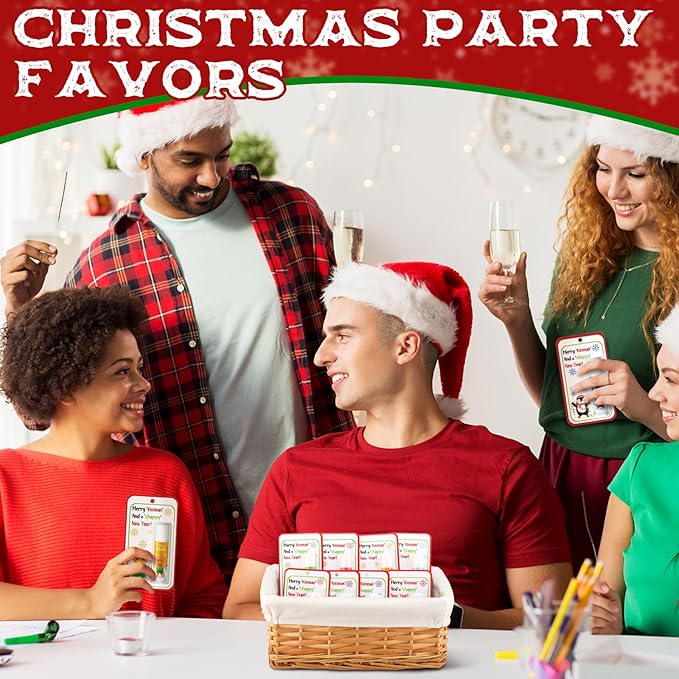 100 Pack Christmas Lip Balms Bulk Christmas Party Gifts Favors Stocking Stuffers Holiday Lip Balms Employee Staff Team Appreciation Gifts Thank You for Teacher Coworkers (Cute)