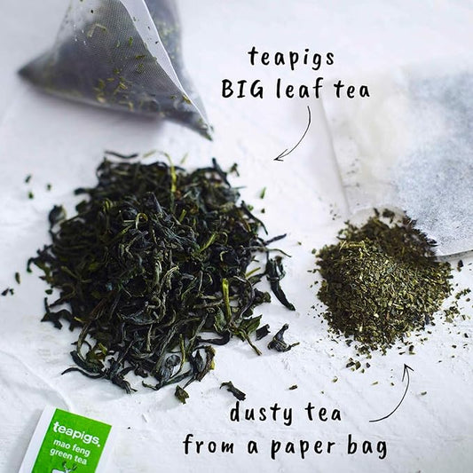 Teapigs Mao Feng Green Tea Bags Made With Whole Leaves, caffeine-free, natural ingredients (1 Pack of 50 Teabags)