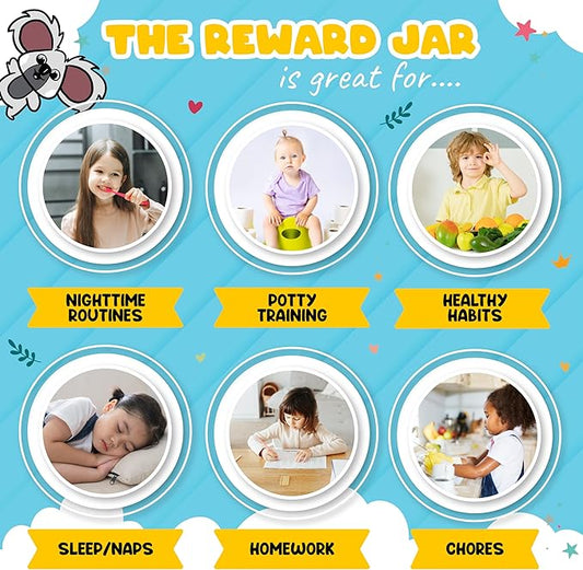 Trader Z's Kids- Premium Wooden Star Reward Jar, Chore Chart, Toddler and Kids Potty Training, Classroom and Teacher Gifts, Boys and Girls Behavior Chart, Magnetic Reward Chart for Kids.