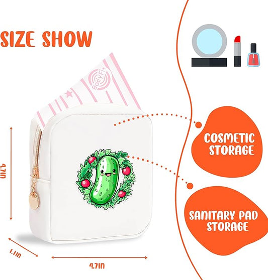 Pickle Mini Makeup Bag, Pickle Gift For Women Girls, Cute Portable Zipper Pouch Cosmetic Bag For Teen Girls Kids, Small Storage Bag For Sanitary Pad, Period napkin bag!