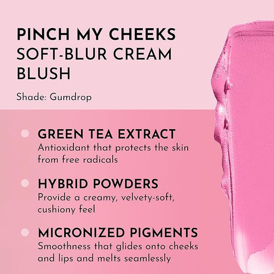 LAWLESS Pinch My Cheeks Soft-Blur Cream Blush - Gumdrop - Premium Blush with Natural Ingredients to Re-Energize and Protect the Skin While Imparting a Soft, Cloudy Finish - 0.18 oz