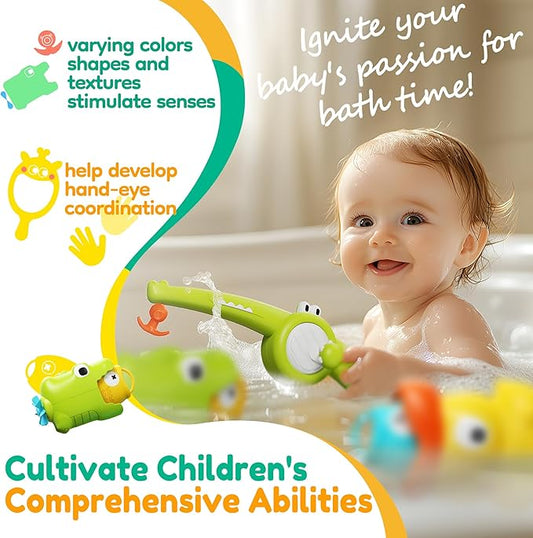 Mold Free Kids Bath Toys - Toddler Fishing Game with Fishing Net, Birthday Gift for Boys and Girls Ages 3-5, Great Water Toy for Bathtub, Swimming Pool, and Beach Fun