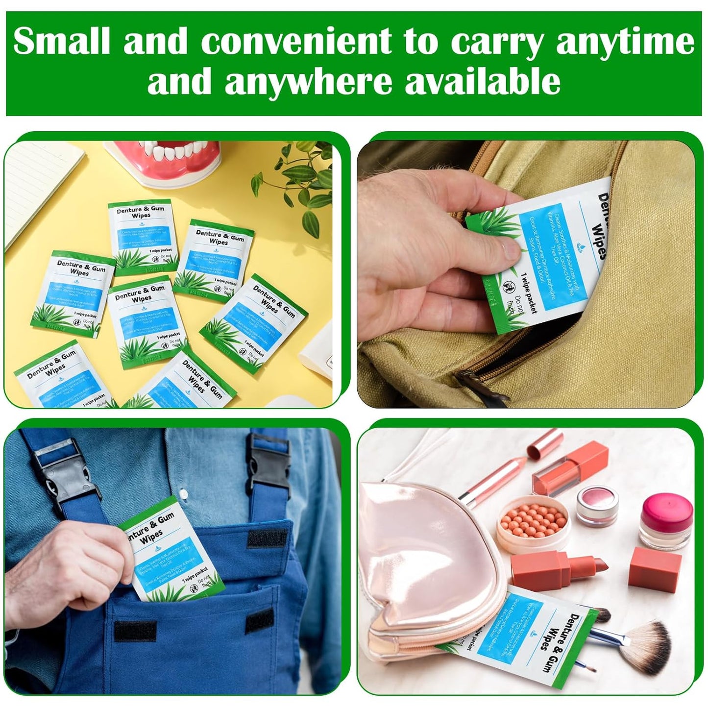 Timgle 200 Pcs Denture Cleaning Wipes Refreshes Gums Deep Cleaning Wipes for Remove Denture Adhesive, Food Debris, Stains and Odor