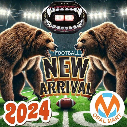 Oral Mart Flag Football Mouth Guard with 3D LipFit Design for Kids - Youth Tackle Football Mouthguard (No Boil) Cool Instant Fit Lip Guard Mouthpiece for Braces (Detachable Helmet Strap Included)