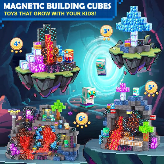 Coodoo Magnetic Blocks Mine Magnet World Kids Toys, Magnetic Building Blocks STEM Outdoor Toys for 3-5 5-7 4-8 Years Old Boys & Girls, Sensory Kids Games and Birthday Gifts for Age 3+ Years Old