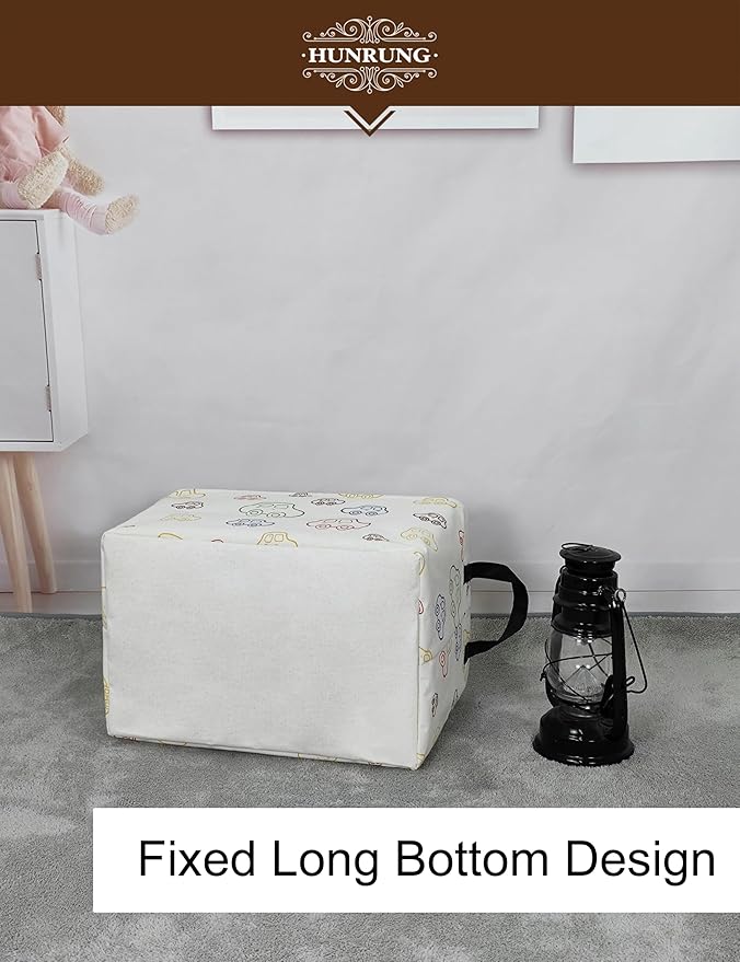 HUNRUNG Rectangle Storage Basket Cute Canvas Organizer Bin for Pet/Children Toys, Books, Clothes Perfect for Rooms/Playroom(REC-Car)