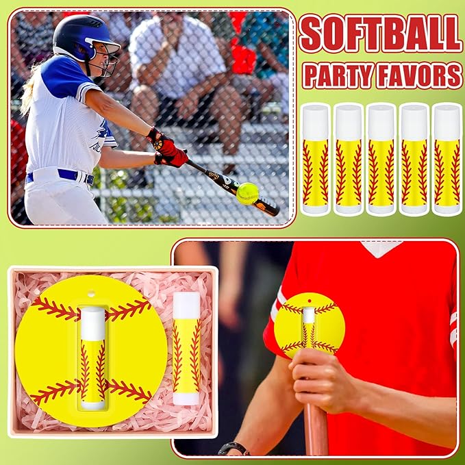 35 Pack Christmas Lip Balm Gifts Bulk Softball Natural Moisturizing Lipstick Set Christmas Gifts Softball Party Favors Sports Gift for Team Teen Adults Birthday Party Game Supplies Decorations