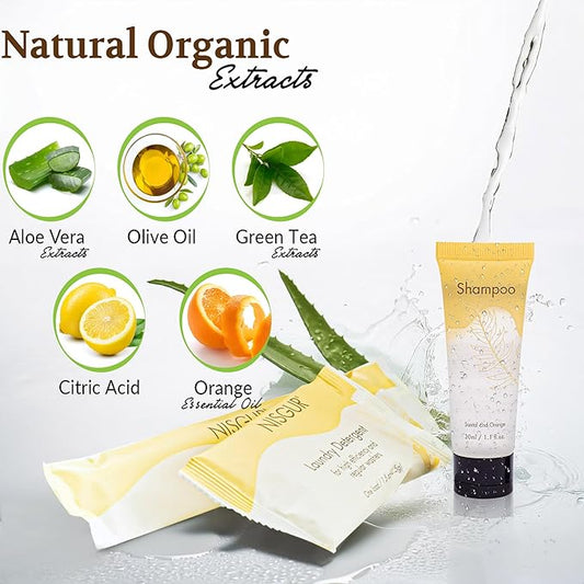 Hotel Shampoo Bulk 1.Oz Each Individually Wrapped Travel Size Shampoo 200 PCS Per Case Leak-proof Hotel Toiletries Bulk