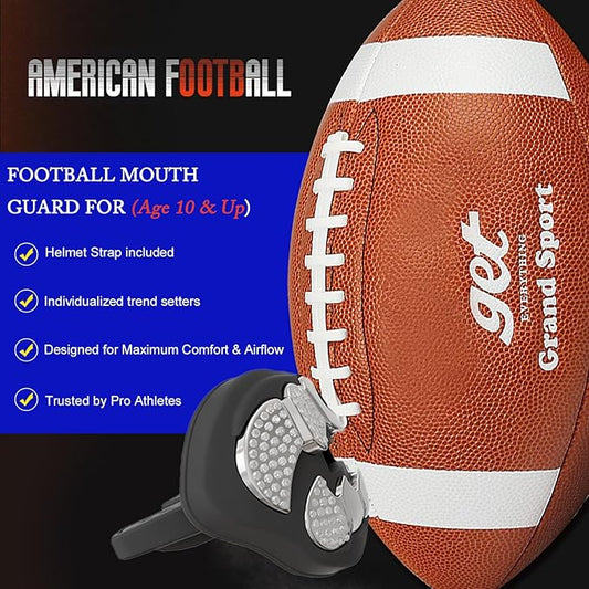 LeCool Football Mouth Guard with Connected Strap- 3D Beast Chrome Adult and Youth Mouth Guard-Mouth Piece for Sports for Maximum Air Flow and Teeth Protection