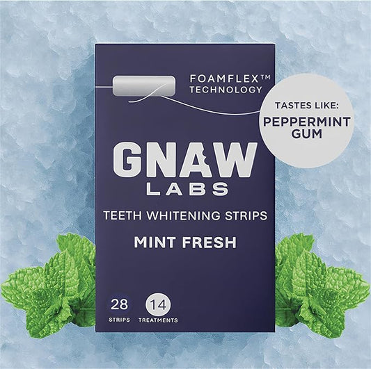 Teeth Whitening Strips for Men – Mint Fresh | 14 Treatments | Enamel Safe Hydrogen Peroxide Formula with Mint | FoamFlex™ Technology | No Sensitivity, Professional Whitening Kit.