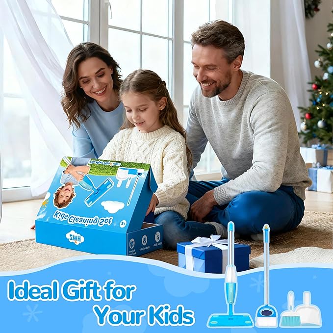HWZ Kids Cleaning Set, Make Chores Fun! Real Working Toddler Cleaning Toy with Mini Spray Mop & Broom Dustpan Set, Pretend Play Montessori Housekeeping Toys, Ideal Gift for Girls Boys Age 3+